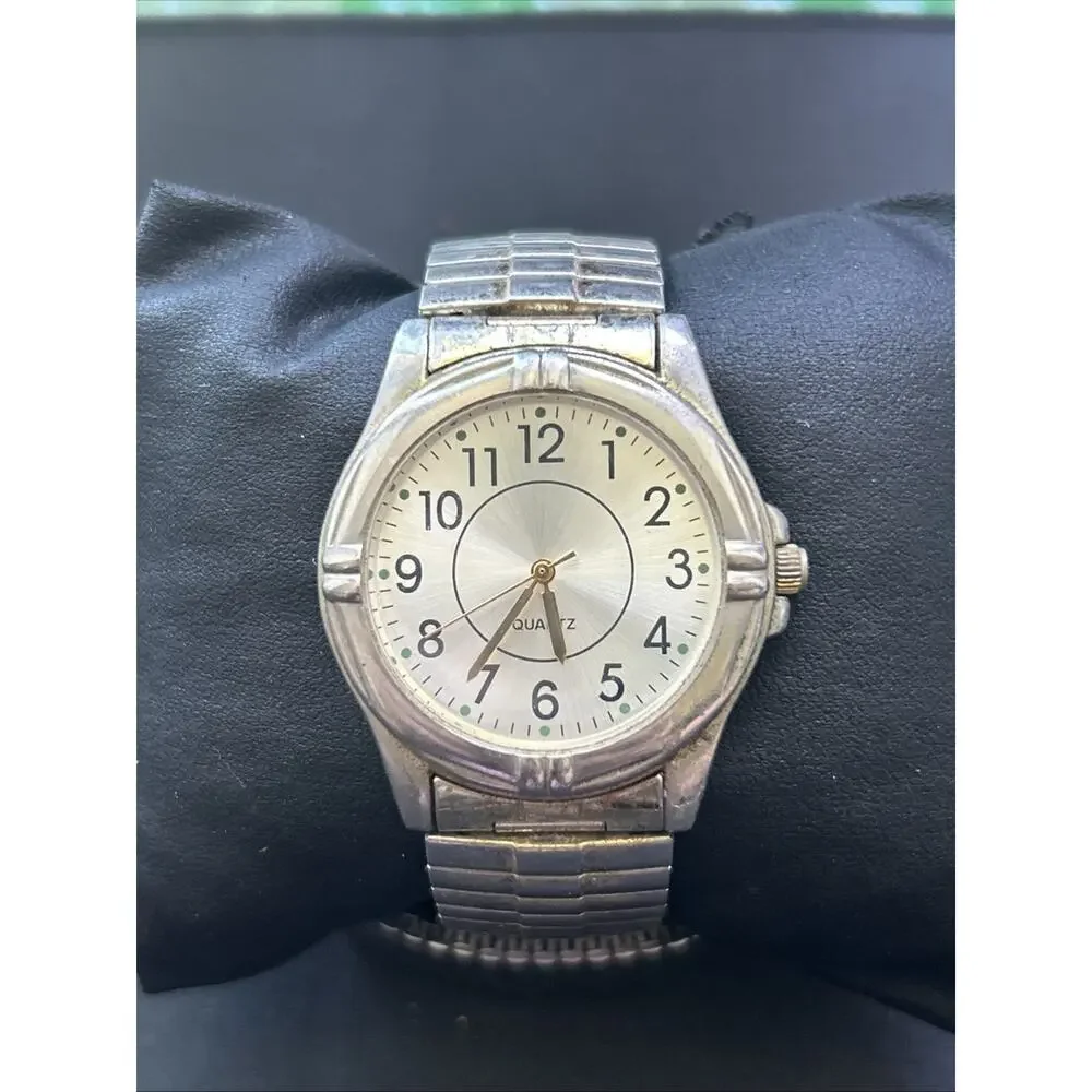 Silver Tone Stretch Band Quartz Watch